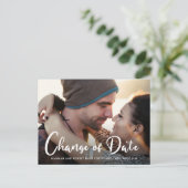 Fotomoment Trouwdatum Wijziging Uitstel Aankondigingskaart (Staand voorkant)