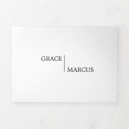 Fotomonogram tweetalige huwelijksuitnodiging drieluik uitnodiging