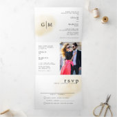 Fotomonogram tweetalige huwelijksuitnodiging drieluik uitnodiging (Binnen)