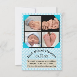 Fotomontage Blauwe Jongen - 3x5 Geboorteaankondigi Aankondiging