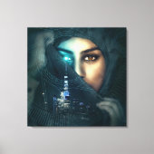 Fotomontage Lady Cityscape Canvas Afdruk (Voorkant)