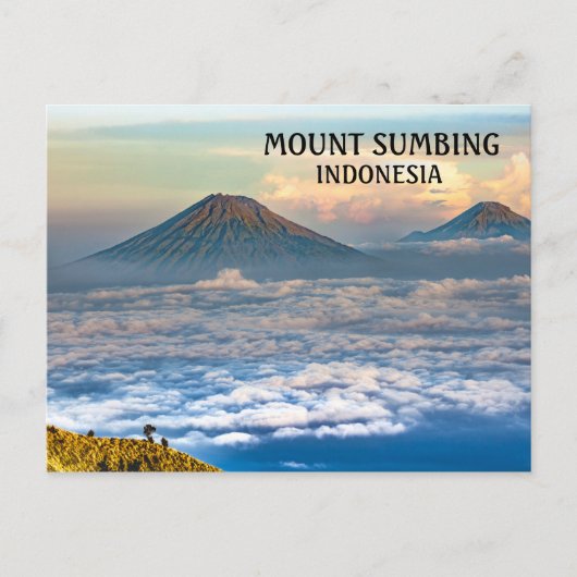 Fotomontage Sumbing Volcano Indonesië Briefkaart (Voorkant)