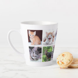 Fotomontage van gezinsdier latte mok
