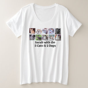 Fotomontage van huisdier familie grote maat t-shirt