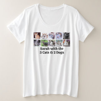 Fotomontage van huisdier familie grote maat t-shirt
