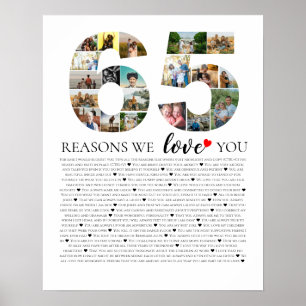 Fotomontage voor 65 redenen waarom we van je houde poster