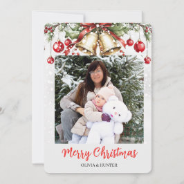 Fotomontuur kerstkaart met pijnboom kerstvakantie  kaart