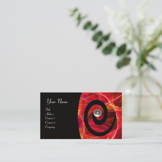 FOTON SWIRL GEM MONOGRAM zwart rood wit Visitekaartje (Staand voorkant)