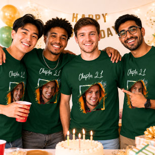 Fotonaam 21ste verjaardag groen t-shirt