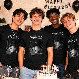 Fotonaam 21ste verjaardag zwart wit t-shirt