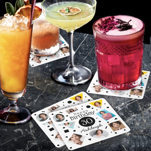Fotonaam 30e verjaardag kartonnen onderzetters