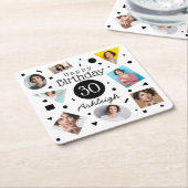 Fotonaam 30e verjaardag kartonnen onderzetters (Schuin)