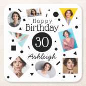 Fotonaam 30e verjaardag kartonnen onderzetters (Voorkant)
