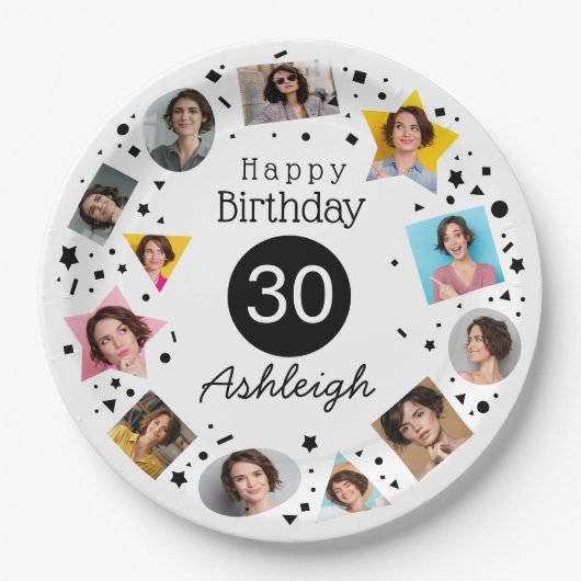Fotonaam 30e verjaardag papieren bordje (Voorkant)