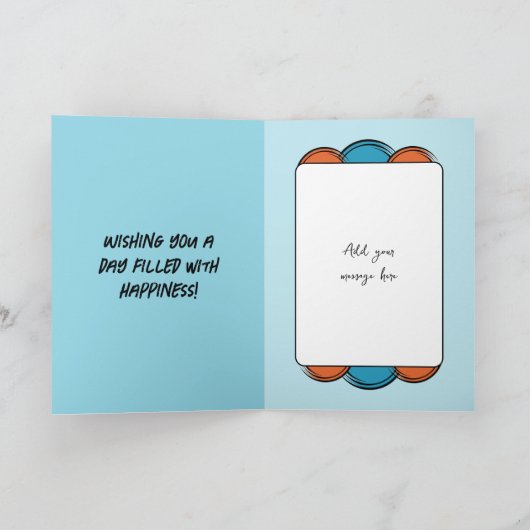 Fotonaam blauw oranje 50e verjaardag toevoegen kaart (Binnen)