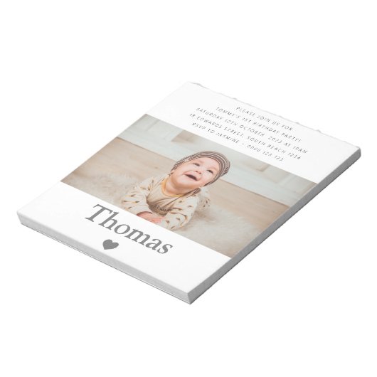 Fotonaam eerste geboortedag notitieblok (Linkerzijde)