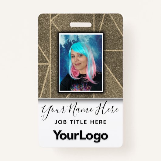 Fotonaam Glitter Professional Corporate Employee Badge (Voorkant)