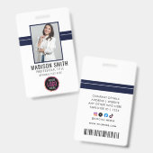 Fotonaam ID-kaart werknemer | Navy White Badge (Voor- en achterkant)
