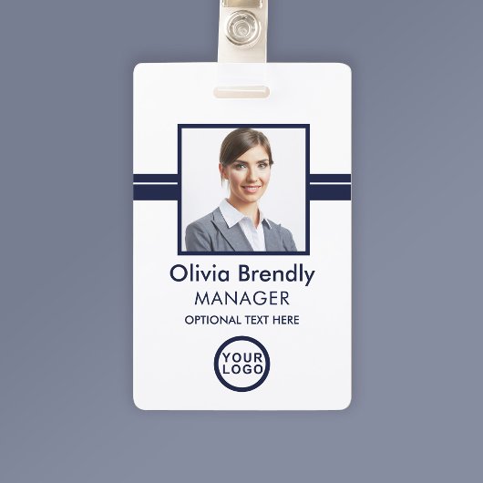 Fotonaam ID-kaart werknemer | Navy White Badge
