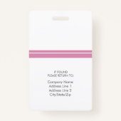 Fotonaam ID-kaart werknemer | Roze wit Badge (Achterkant)