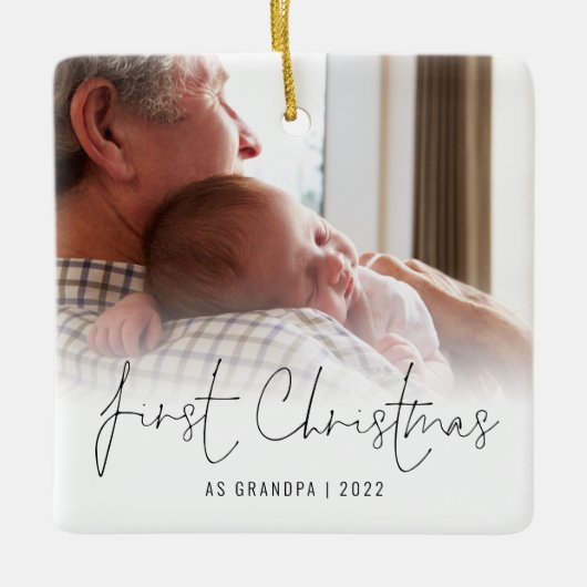 Fotonaam jaar eerste kerstdag opa keramisch ornament (Voorkant)