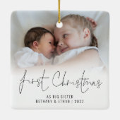 Fotonaam jaar eerste kerstfeest Grote zuster Keramisch Ornament (Achterkant)