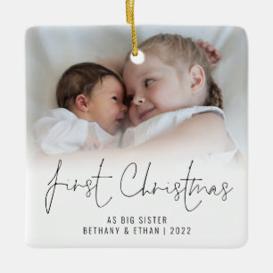 Fotonaam jaar eerste kerstfeest Grote zuster Keramisch Ornament
