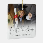 Fotonaam jaar eerste Kerstmis Afstuderen Keramisch Ornament (Rechts)