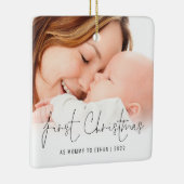 Fotonaam jaar eerste Kerstmis als mama Keramisch Ornament (Rechts)