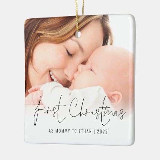 Fotonaam jaar eerste Kerstmis als mama Keramisch Ornament (Links)