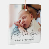 Fotonaam jaar eerste Kerstmis als papa Keramisch Ornament (Rechts)