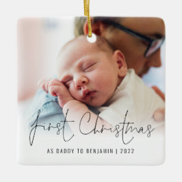 Fotonaam jaar eerste Kerstmis als papa Keramisch Ornament