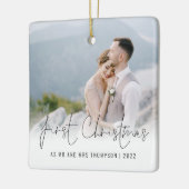 Fotonaam Jaar Eerste Kerstmis Mr Mrs. Keramisch Ornament (Links)