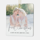 Fotonaam Jaar Eerste Kerstmis Mrs. Keramisch Ornament (Links)