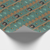 Fotonaam Leeftijd Etnische Boheemse Blauwgroen Uil Cadeaupapier (Hoek)