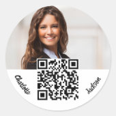 Fotonaam merk kleur QR code bedrijf Ronde Sticker (Voorkant)