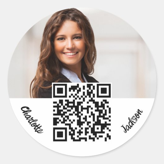 Fotonaam merk kleur QR code bedrijf Ronde Sticker (Voorkant)