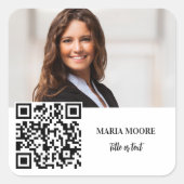 Fotonaam merk kleur QR code bedrijf Vierkante Sticker (Voorkant)