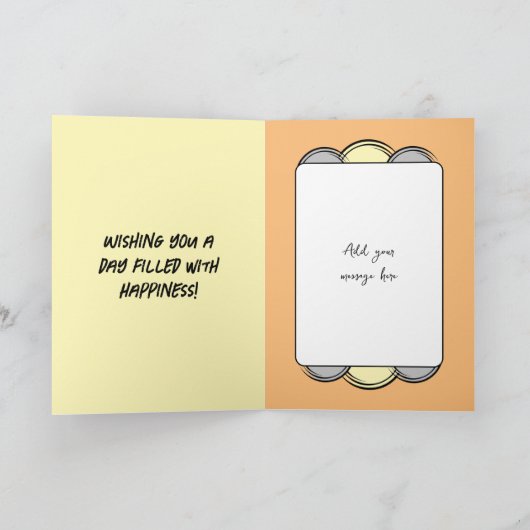 Fotonaam oranje geel 16e verjaardag toevoegen kaart (Binnen)