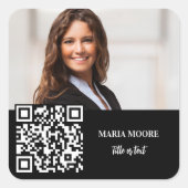 Fotonaam QR code zwart wit bedrijf Vierkante Sticker (Voorkant)