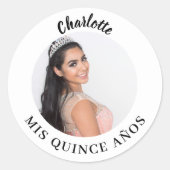 Fotonaam Quinceanera Mis Quince Años Ronde Sticker (Voorkant)