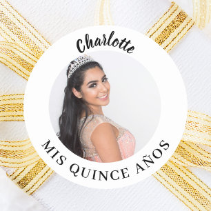 Fotonaam Quinceanera Mis Quince Años Ronde Sticker