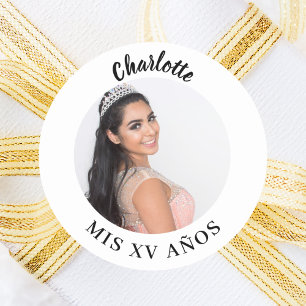 Fotonaam Quinceanera Ronde Sticker