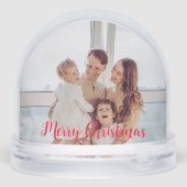 Fotonaam Red Truck Merry Retro Vintage Christmas Sneeuwbol (Achterkant)