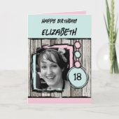 Fotonaam roze munt 18e verjaardag toevoegen kaart (Voorkant)
