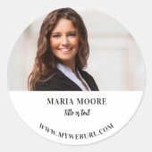 Fotonaam tekst contact info merkkleur ronde sticker (Voorkant)