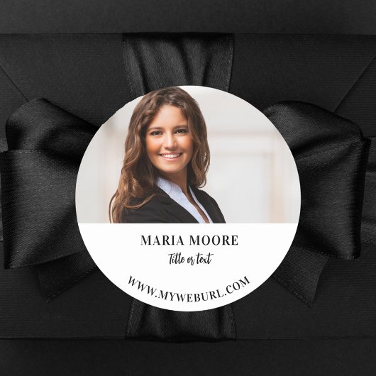 Fotonaam tekst contact info merkkleur ronde sticker