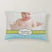Fotonaam van de aangepaste baby-jongen en verjaard accent kussen (Achterkant)