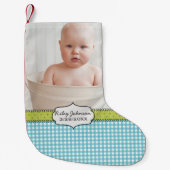 Fotonaam van de aangepaste baby-jongen en verjaard kleine kerstsok (Voorkant)
