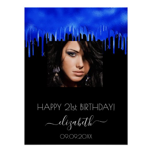 Fotonaam van het Birthday party black royal blue d Perfect Poster (Voorkant)